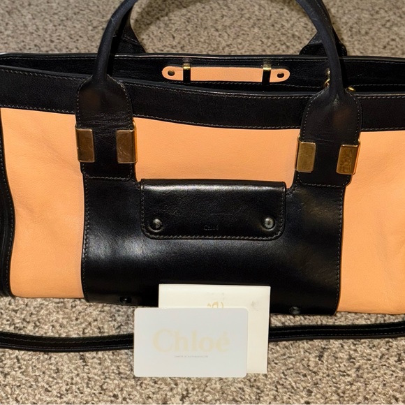 Chloe Authentic Alice Large Zip Top Handle Bag with Strap in Colorblock Leather - Picture 4 of 15
